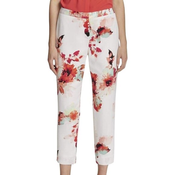 DKNY Floral Spring Summer Lined Ankle Dress Pants Size 12 - Picture 1 of 5
